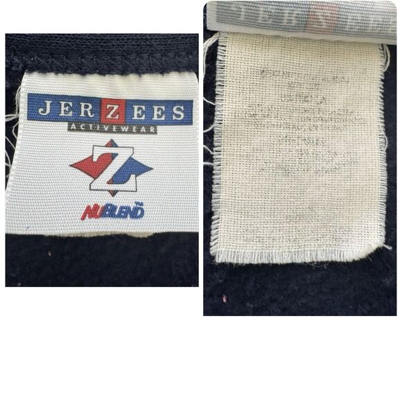 Vintage 90s Jerzees Embroidered Nautical Anchor Sweatshirt Cardigan Navy Blue OS - Picture 16 of 16